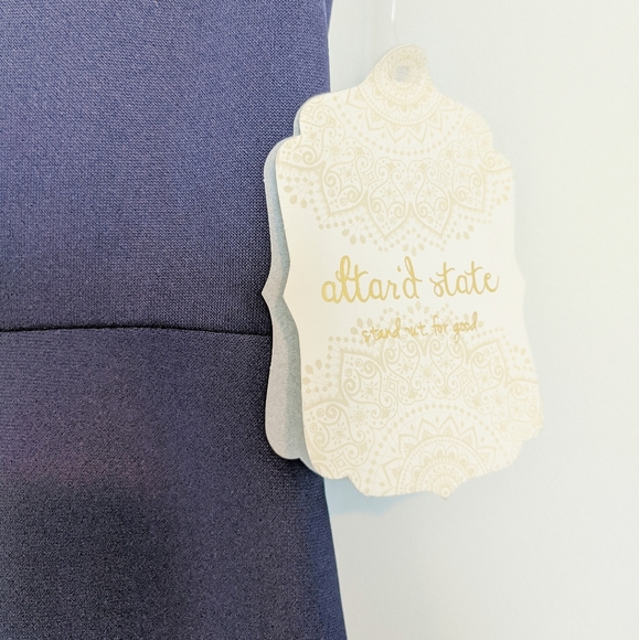 Altar'd State Navy black lace flair dress medium - Picture 2 of 7